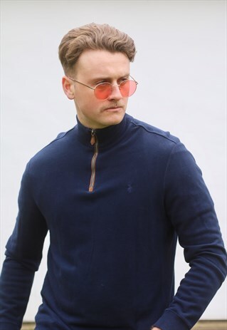 RALPH LAUREN USA 1/4 ZIP NAVY BLUE SWEATSHIRT