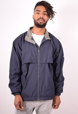 ADIDAS MENS VINTAGE JACKET MEDIUM NAVY BLUE 90S