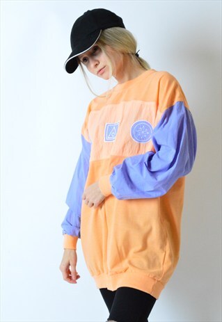 VINTAGE 90S PASTEL PEACH LILAC LIGHTWEIGHT SWEATSHIRT