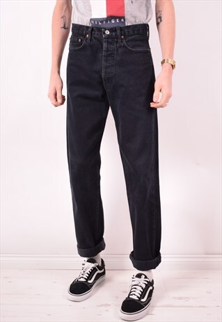 LEVI'S 501 MENS VINTAGE JEANS W32 L36 BLACK 90S