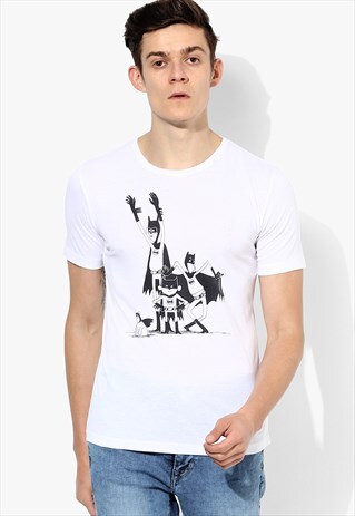 ORGANIC COTTON WHITE T-SHIRT WITH PRINT. BATMAN T-SHIRT