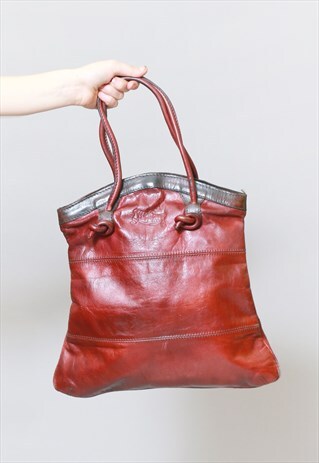 VINTAGE 1970'S MAESTRO LECCO RED LEATHER SHOULDER BAG