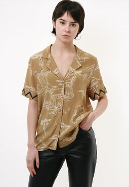 Vintage Other Stories Buttons Up Abstract Snake Shirt 2286
