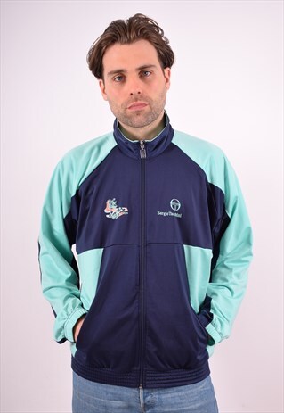 SERGIO TACCHINI MENS VINTAGE TRACKSUIT TOP JACKET XL BLUE 90