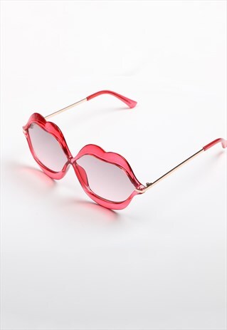TRANSPARENT LIPS SHAPE SUNGLASSES - RED