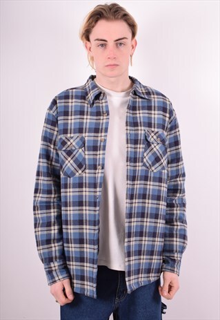 MENS VINTAGE JACKET MEDIUM BLUE CHECK 90S