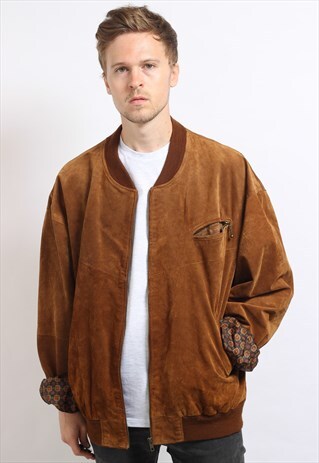 VINTAGE SUEDE OVERSIZED BOMBER JACKET