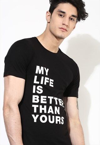 MENS BLACK T SHIRT PRINTED T SHIRT ORGANIC COTTON CLOTHING