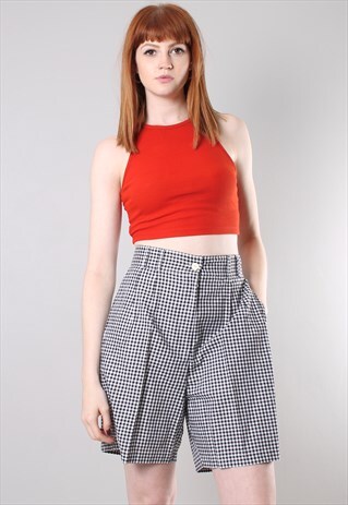 VINTAGE 90S GINGHAM CHECK HIGH WAISTED SHORTS