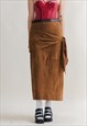 Vintage 80s Maxi Real Suede High Waist Pencil Skirt XL