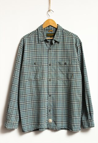 Vintage Timberland Blue Cotton Checked Shirt 19217