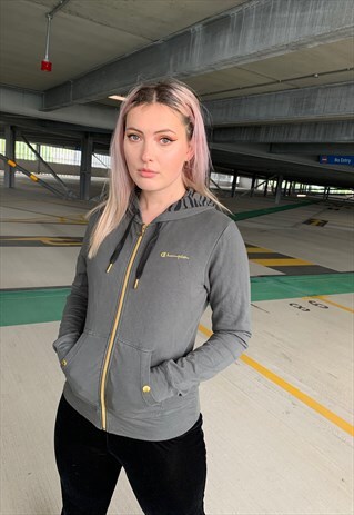 VINTAGE CHAMPION ZIP UP EMBROIDERED HOODIE