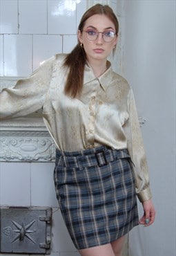 Vintage y2k cool checkered grey brown mini collage skirts