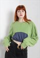 VINTAGE REWORKED CROPPED SWEATSHIRT TOP GREEN