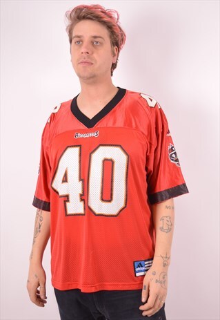 ADIDAS MENS VINTAGE ALSTOTT 40 JERSEY TOP LARGE RED 90S