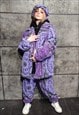 70S PAISLEY FLEECE JOGGERS HAND MADE BANDANA OVERALLS PURPLE