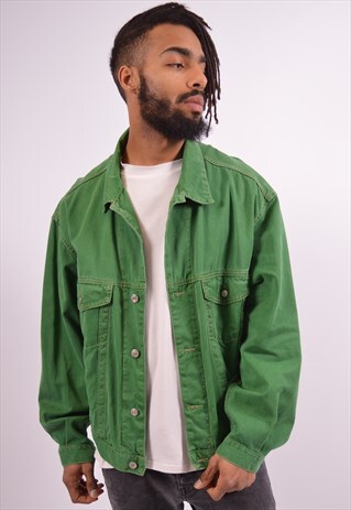 DIESEL MENS VINTAGE DENIM JACKET XL GREEN 90S
