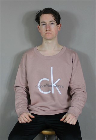 VINTAGE CALVIN KLEIN JEANS SWEATSHIRT IN PINK WITH PRINTED