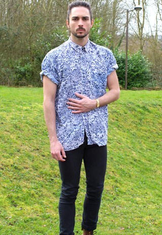 VINTAGE 80S ART AZTEC NERD SHIRT - XL - FESTIVAL - HIPPIE