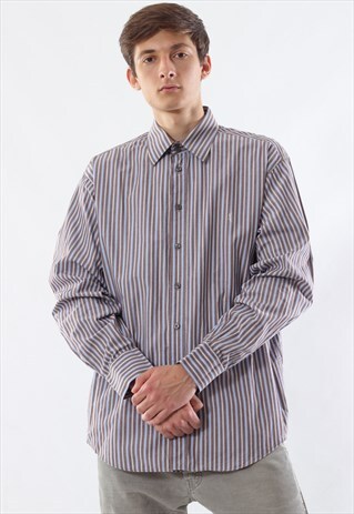 VINTAGE YVES SAINT LAURENT YSL 90S BROWN BLUE STRIPED