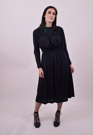 VINTAGE 80'S BLUE ART DECO STYLE DRESS SIZE 10 12 14