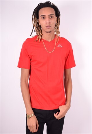 KAPPA MENS VINTAGE T-SHIRT TOP MEDIUM RED 90'S