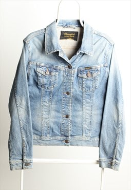 Vintage Wrangler Denim Unisex Jacket Washed Blue Size M