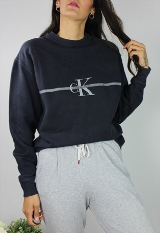 VINTAGE CK CALVIN KLEIN SWEATSHIRT JUMPER W SPELL OUT LOGO