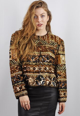 VINTAGE SUPER LUXE SEQUINED OLEG CASSINI JACKET