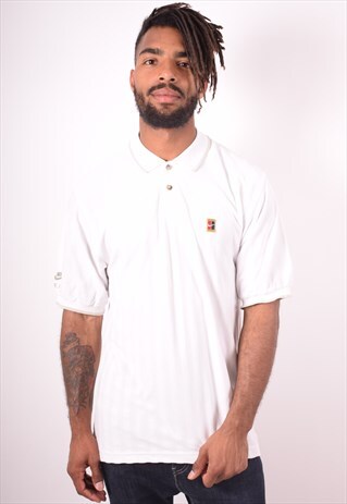 NIKE MENS VINTAGE POLO SHIRT MEDIUM WHITE 90S