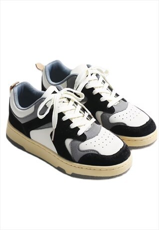 SKATE SHOES LOW-TOP SNEAKERS BREATHABLE TRAINERS IN BLACK