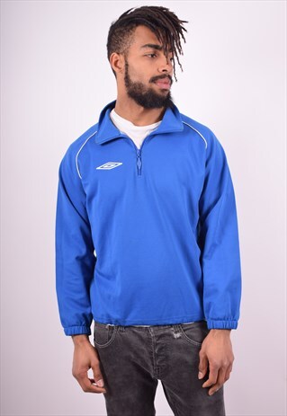 UMBRO MENS VINTAGE TRACKSUIT TOP MEDIUM BLUE 90'S
