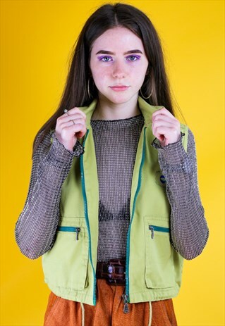 VINTAGE GREEN SCOUTS SLEEVELESS CROPPED JACKET WAISTCOAT