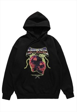 Skull hoodie Gothic pullover skeleton top punk slogan jumper