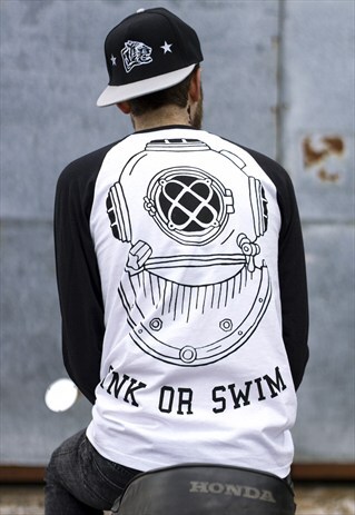 ART DISCO 'SINK OR SWIM' CONTRAST BASEBALL JERSEY