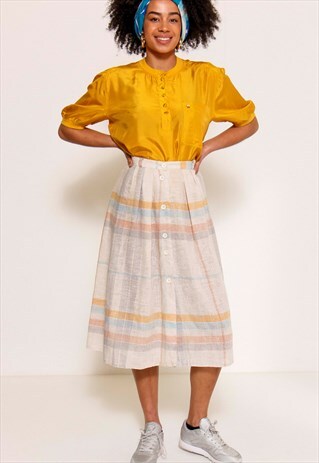 VINTAGE 90'S PASTEL STRIPE MIDI SKIRT