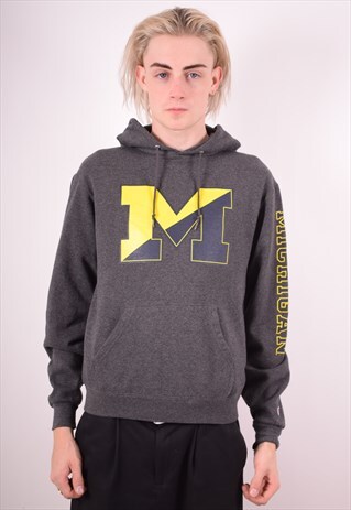 CHAMPION MENS VINTAGE HOODIE JUMPER SMALL GREY 90S