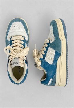 Chunky sole sneakers high platform skater shoes in blue