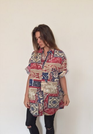 CRAZY PATTERNED VINTAGE RETRO FESTIVAL OVERSIZED SHIRT