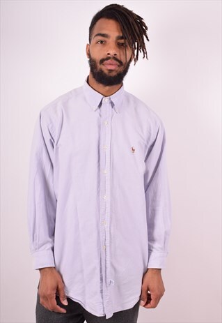 RALPH LAUREN MENS VINTAGE SHIRT LARGE BLUE 90S