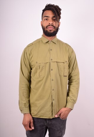 WRANGLER MENS VINTAGE SHIRT MEDIUM GREEN 90S