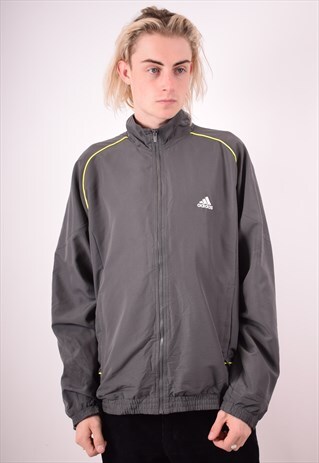 ADIDAS MENS VINTAGE TRACKSUIT TOP JACKET LARGE GREY 90S