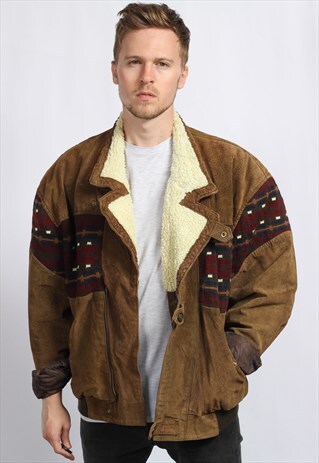 VINTAGE AZTEC FLEECE LINED FESTIVAL JACKET