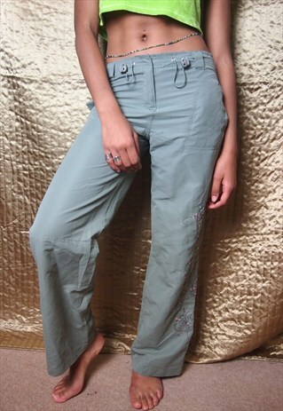 KHAKI 90S TROUSERS WITH EMBROIDERY