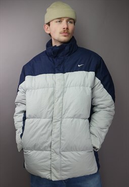Vintage Nike Puffer Jacket in White with Logo