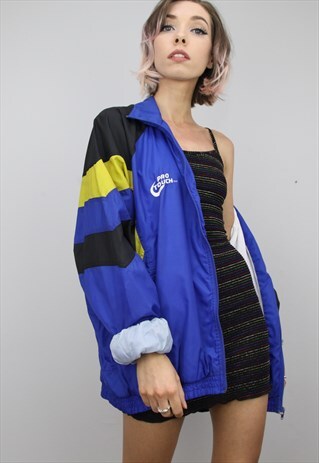 VINTAGE 80S 90S OVERSIZED SHELL SUIT FESTIVAL JACKET