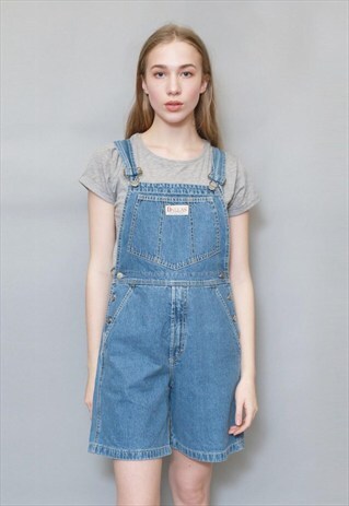 VINTAGE 1990'S MID BLUE WASH SHORTS DENIM DUNGAREES