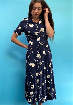 Vintage Navy Floral Summer Dress