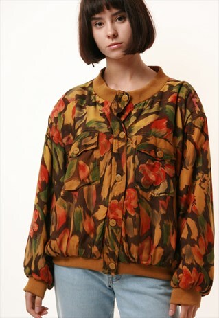 80 VINTAGE OVERSIZED PATTERN AUTUMN LINED BOMBER JACKET 1111