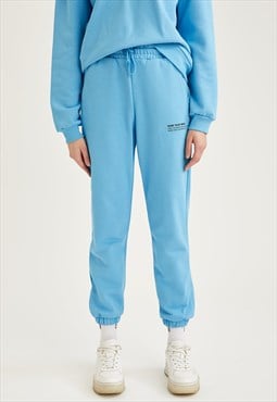 Woman Printed Knitted Jogger - Blue